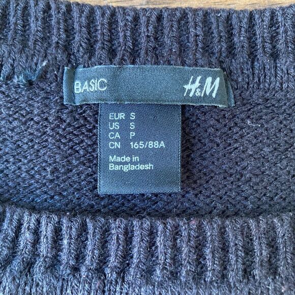 H&M Black Brown Stripe Sweater Women’s Small Cropped Classic Preppy Fall - Picture 4 of 7